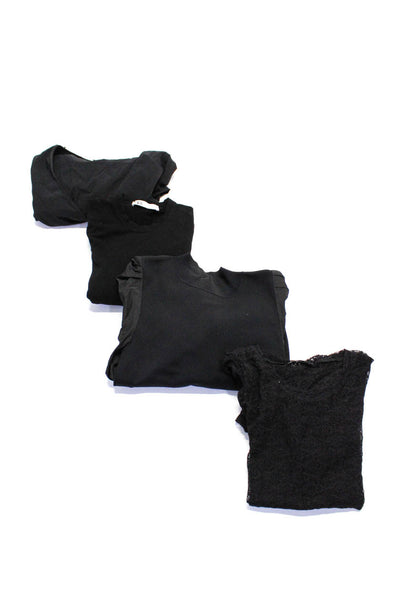 Zara Womens Tied Knot Smocked Long Sleeve Blouse Tops Black Size M L Lot 4