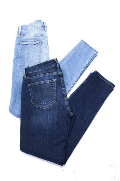 Frame Womens Blue Dark Wash Mid-Rise Skinny Leg Jeans Size 25 27 Lot 2
