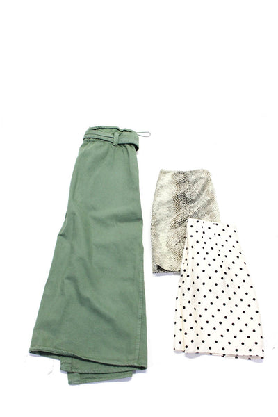 Zara Womens Sage Cotton Belt Button Front Midi Pencil Skirt Size S XS Lot 3