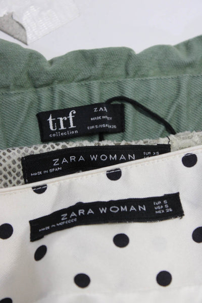 Zara Womens Sage Cotton Belt Button Front Midi Pencil Skirt Size S XS Lot 3