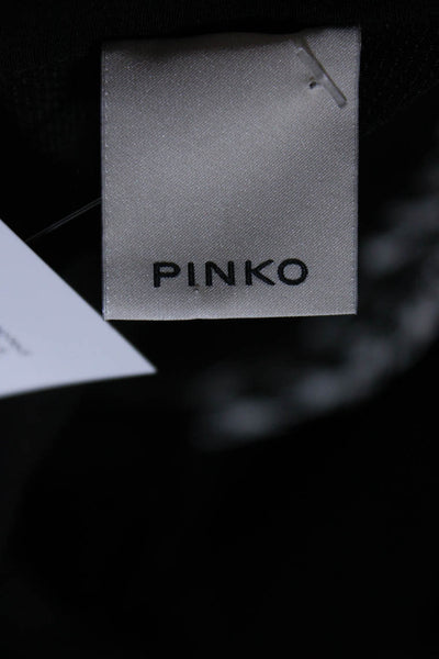 Pinko Womens Black High Neck Tie Open Back 3/4 Sleeve Shift Dress Size 4