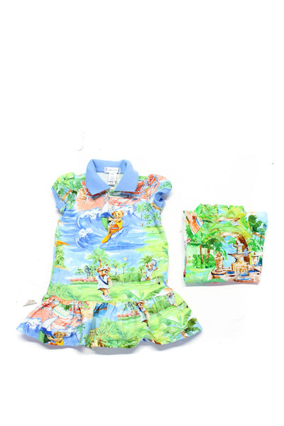 Ralph Lauren Baby Girls Graphic Swim Shirt Dress Blue Green Size 9M 9-12M Lot 2
