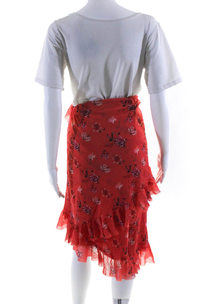 Fuzzi Womens Orange Coral Floral Skirt Size 0 11686735