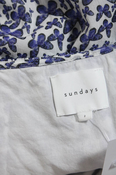 Sundays Women's Butterfly Print Short Sleeve Ruffle Mini Dress Purple Size 2