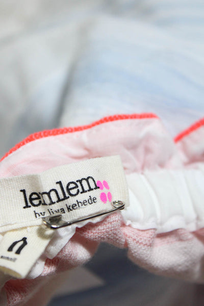 Lemlem Women's Striped Off Shoulder Blouse Blue White Size S