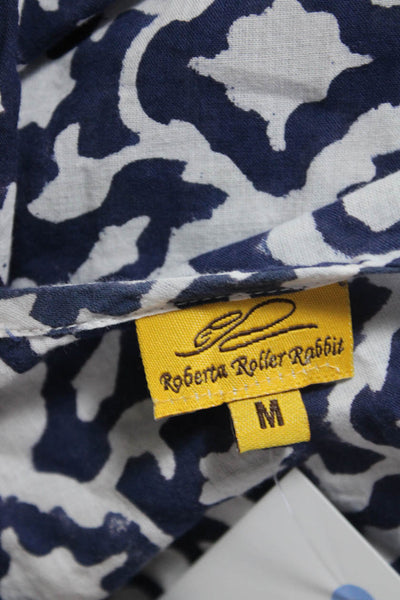 Roberta Roller Rabbit Women's Abstract Print V Neck Tunic Blouse Blue Size M