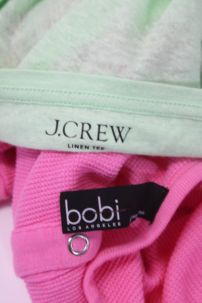 Bobi Los Angeles J Crew Women's Henley Tee Linen Shirt Pink Green Size S M Lot 2