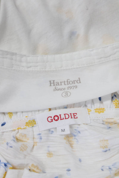 Goldie Hartford Women's Floral Top V Neck T-Shirt Yellow White Size 3 M Lot 2