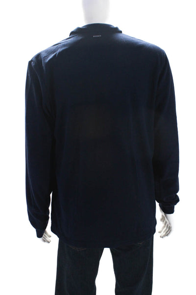 Bogner Mens Fleece 1/2 Zip Up Mock Neck Sweater Pullover Navy Bleu Size XL