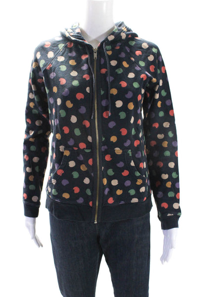 Marc By Marc Jacobs Womens Knit Polka Dot Full Zip Sweatshirt Navy Blue Size S