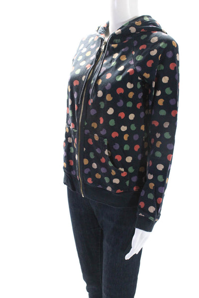 Marc By Marc Jacobs Womens Knit Polka Dot Full Zip Sweatshirt Navy Blue Size S