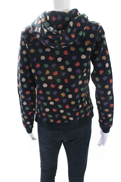 Marc By Marc Jacobs Womens Knit Polka Dot Full Zip Sweatshirt Navy Blue Size S