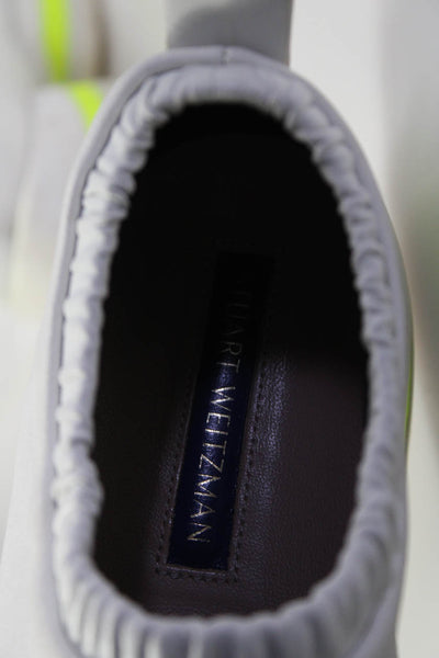 Stuart Weitzman Womens Chunky Sole Slip On Sneakers White Neon Yellow Size 6