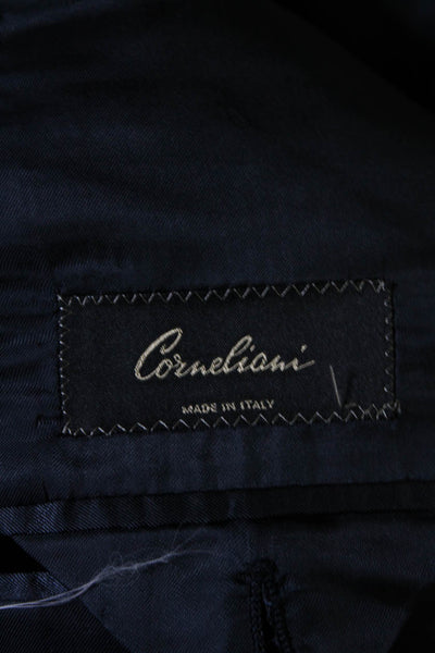 Corneliani Mens Cashmere Darted Buttoned Collared Blazer Jacket Navy Size EUR50