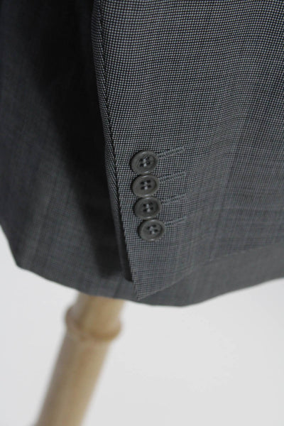 Canali Mens Wool Striped Print Button Collar Long Sleeve Blazer Gray Size EUR48