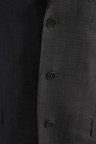 Canali Mens Wool Striped Print Button Collar Long Sleeve Blazer Gray Size EUR48