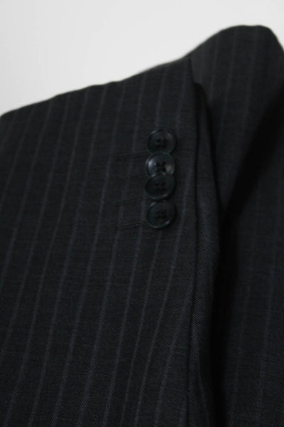 Ermenegildo Zegna Mens Striped Print Buttoned Collared Blazer Gray Size EUR48