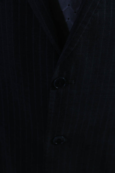 Ermenegildo Zegna Mens Striped Print Buttoned Collared Blazer Gray Size EUR48