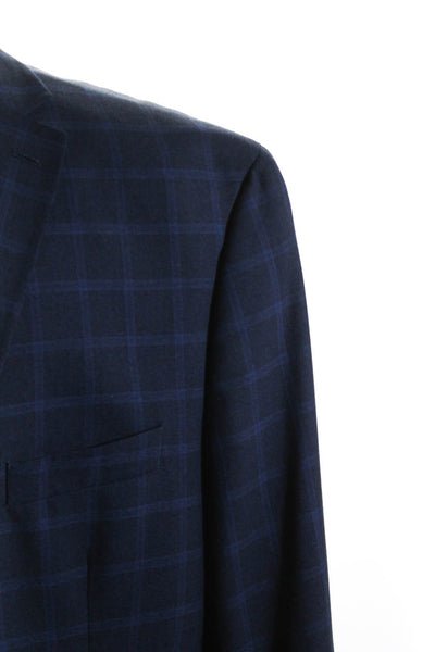 Michael Kors Mens Striped Print Buttoned Collared Blazer Jacket Blue Size EUR54