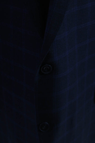 Michael Kors Mens Striped Print Buttoned Collared Blazer Jacket Blue Size EUR54