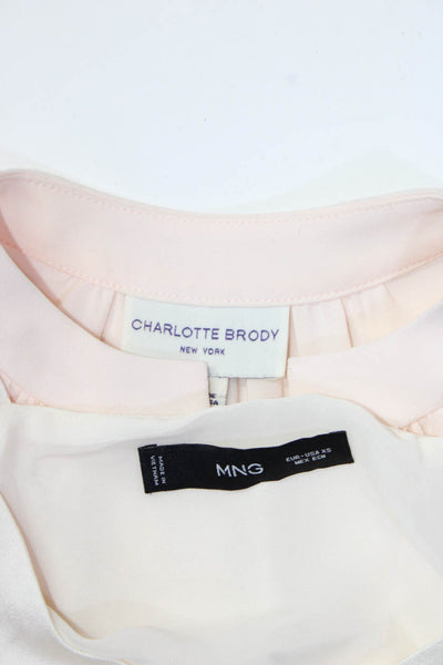 MNG Charlotte Brody Womens V Neck Camisole Blouses White Pink Size XS S Lot 2
