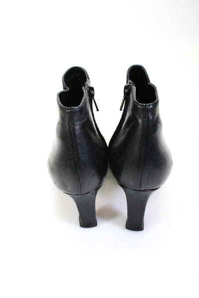 Manolo Blahnik Womens Point Toe Stiletto Ankle Boots Black Leather Size 36.5 6.5