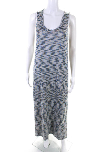 Lafayette 148 New York Women's Scoop Neck Slit Hem Maxi Dress Blue Size M