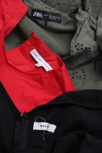 English Factory Zara Mod Ref Womens Dresses Red Green Black Size XS S Lot 3