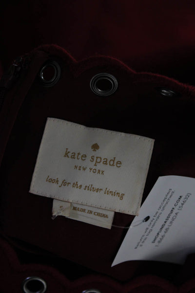 Kate Spade Womens Grommet Studded Asymmetrical Zip Long Sleeve Dress Red Size 2