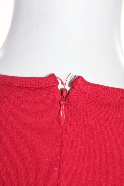 J Crew Womens Round Neck Darted Long Sleeve Zipped Sheath Dress Red Size 2
