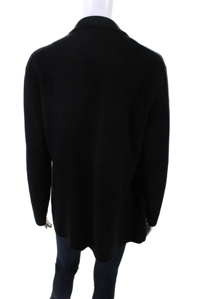J Crew Womens Cotton Collared Buttoned Long Sleeve Cardigan Black Size S