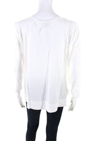 J Crew Womens Jersey Knit Floral Lace Scoop Neck Blouse Top White Size XL