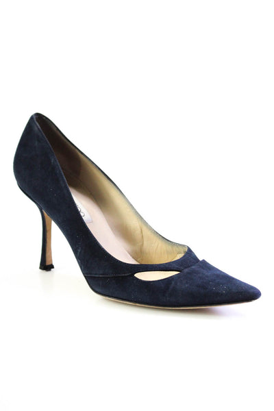 Jimmy Choo Womens Suede Pointed Toe Cut Out Pumps Blue Size 38 8