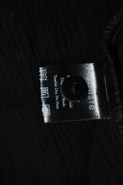 Auguste Womens Long Sleeve Button Front V Neck Shirt Dress Black Size 4