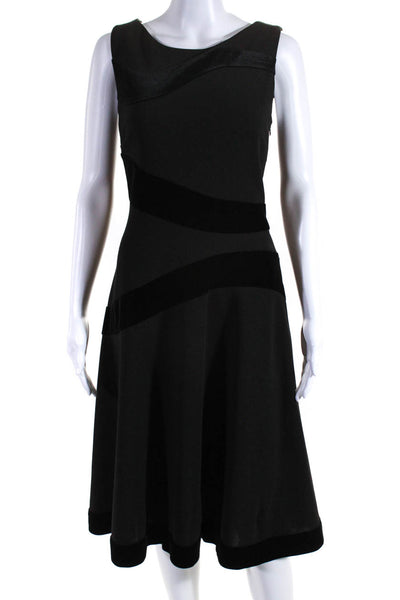 Calvin Klein Womens Velvet Constrast Sleeveless A Line Dress Black Size 6