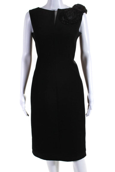 Rickie Freeman Teri Jon Womens Floral Applique Sleeveless Dress Black Size 4