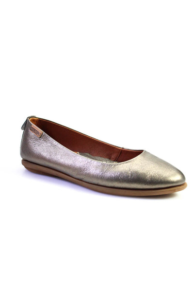 PIKOLINOS Womens Leather Slide On Ballet Flats Graphite Gold Size 38 8