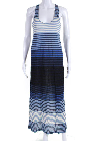 Joie a la Plage Womens Stripe Racerback Tank Maxi Sheath Dress Blue Linen XS