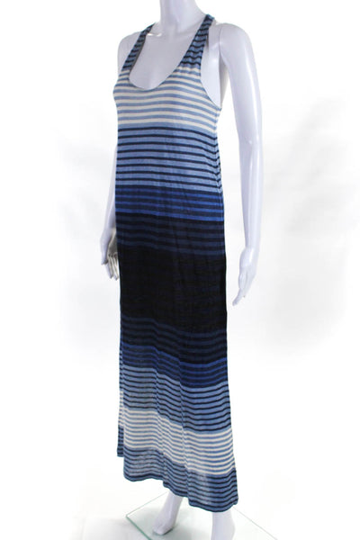 Joie a la Plage Womens Stripe Racerback Tank Maxi Sheath Dress Blue Linen XS