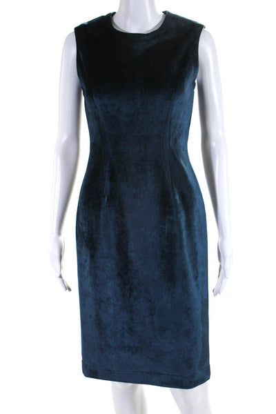 Yigal Azrouel Womens Velour Darted Zipped Sleeveless Sheath Dress Blue Size 4