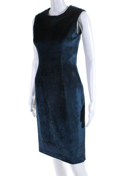 Yigal Azrouel Womens Velour Darted Zipped Sleeveless Sheath Dress Blue Size 4