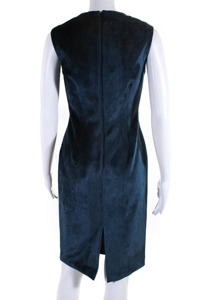 Yigal Azrouel Womens Velour Darted Zipped Sleeveless Sheath Dress Blue Size 4