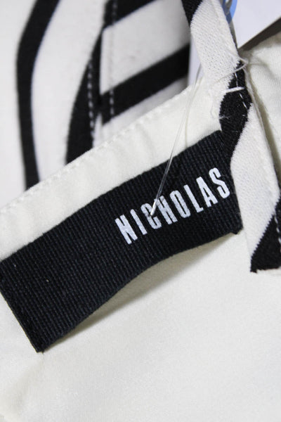 Nicholas Womens Striped Spaghetti Strap Crop Top Blouse Black White Size 4