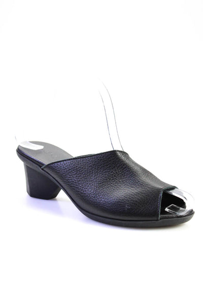 Arche Womens Peep Toe Chunky Heel Mules Sandals Pumps Black Size 37 7