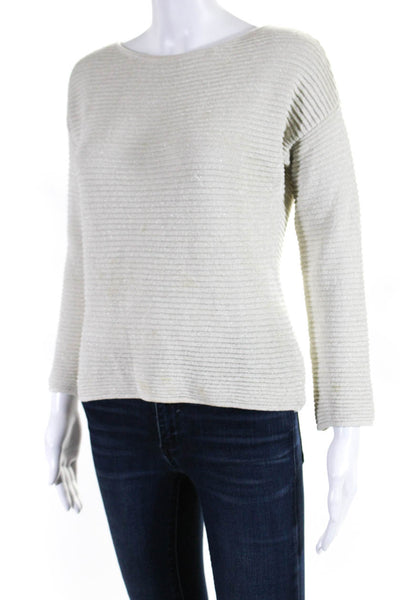 Eileen Fisher Womens Round Neck Long Sleeves Ribbed Pullover Sweater Gray Size X