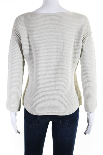 Eileen Fisher Womens Round Neck Long Sleeves Ribbed Pullover Sweater Gray Size X