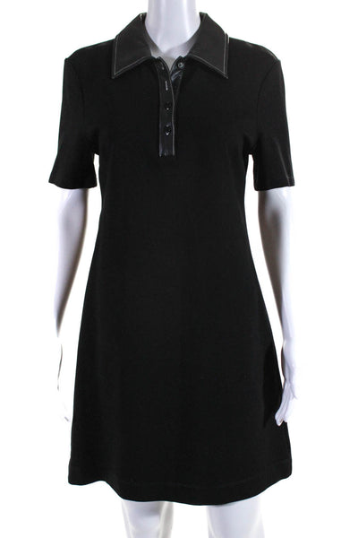 Staud Womens Collared Buttoned Short Sleeve Polo Midi Dress Black Size S