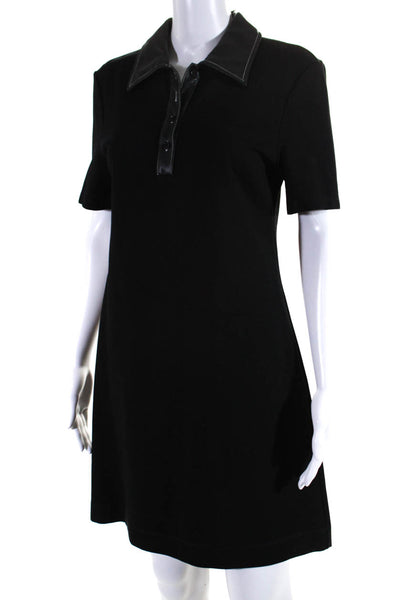 Staud Womens Collared Buttoned Short Sleeve Polo Midi Dress Black Size S