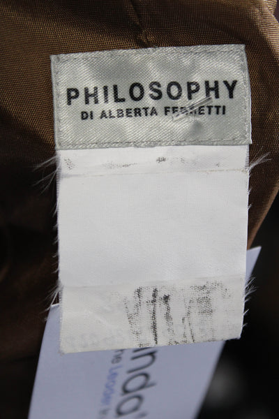 Philosophy di Alberta Ferretti Womens Collared Snap Front Blazer Brown Size 40