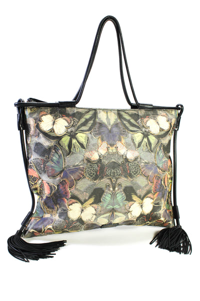 Valentino Garavani Womens Butterfly Print Shoulder Handbag Multi Colored